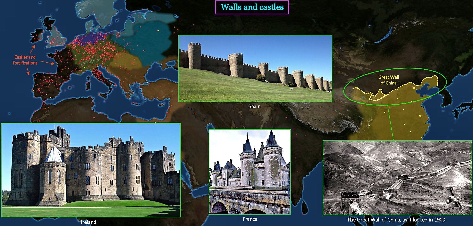 Walls and Castles, 1400 map